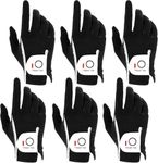 FINGER TEN Golf Gloves Men Right Left Handed Golfer Mens Glove RainGrip Hot Wet Weather Value 6 Pack, All Weather in Black Large (Black, Large, Right)