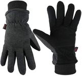 Winter Gloves Deerskin Leather Heated Lining Warm Fleece Thermal for Men and Women in Cold Weather (Large,Gray)