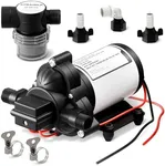 RV Water Pump 12V DC - Easy to Install Self Priming 4.0 GPM 45PSI 12V Water Pump with Pressure Switch, 50 Mesh Strainer, Thermal Overload Protection, Diaphragm, for RV, Marine, Camping, Yacht, Garden