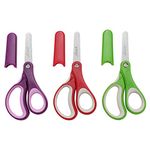 LIVINGO Left and Right Handed Kids Scissors, 13 cm Safety Blunt Sharp Stainless Steel Blade Scissors for Children School Teacher Use Crafting Cutting Paper, 3 Pack Assorted Colors