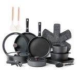 SENSARTE 24 Piece Pots and Pans Set, Nonstick Detachable Handle Cookware, Induction Kitchen Cookware Set with Removable Handle, Healthy Non Stick RV Cookware, Dishwasher＆Oven Safe, PFOA Free (Black)