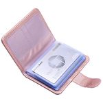 Wisdompro Credit Card Holder, PU Leather Slim RFID Blocking Debit Card Protector Wallet Organizer Case with Magnetic Shut (Build in 20 Card Slot & 7 Small Cells for Memory Cards)-Vertical Rose Gold