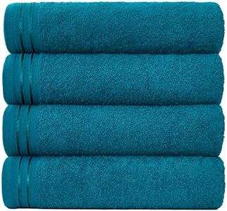 GC GAVENO CAVAILIA Large Towels Bath Sheet - Highly Absorbent Egyptian Cotton Towel Set - 4 Pack Extra Soft Large Bath Towel Teal - Quick Dry Bath Sheets - 450 GSM Washable Towels, 75X135 Cm