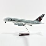 QIDS 46CM Qatar Airbus 380 Plane Model Airplane Model Aircraft Model 1/160 Scale, white