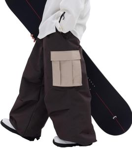 SNOWVERB Womens Mens Super Baggy 15K Waterproof Ski Snowboard Pants Mountain Freestyle Insulated Windproof Snow Pants Chocolate