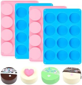 Oreo Molds Silicone, Cake Puck Mold Set for Chocolate Covered Cake Pucks, Cookie Pucks, Round Cake Pop Molds 12-Cavity Cylinder Cake Puck Mold Set 4 Pack