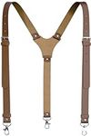 Voolup - Genuine Leather Suspenders For Men Heavy Duty, Dress Suspenders For Men, Mens Suspenders For Jeans, Brown, Standard