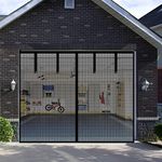 Fiberglass Garage Door Screen, Sunmoxia 9x7Ft Magnetic Heavy Duty Garage Door Curtain with 4 Strapping Tapes - Durable Breathable Mesh Patio Porch Privacy Curtain