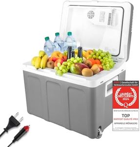 TZS First Austria Glacière électrique portable 45L, Mini réfrigérateur, 12 V et 230 V pour Voiture, Camping, Boîte Glacière, Glacière thermoélectrique avec Roulettes