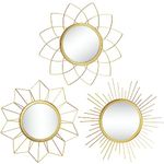 Kelly Miller Metal Gold Mirrors for Wall Decor, Set of 3 Mirror Wall Decorations for Living Room, Bedroom & Bathroom (MW009)