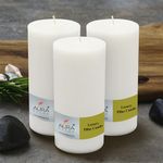 AuraDecor Unscented Pillar Candles Set of 3 | 90 Hrs Each | 3X6 inch Smokeless & Dripless Wax Candles for Home Decor | (Extra Large, White)