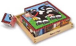 Melissa & Doug 10775 Farm Cube Puzzle Puzzles Wooden Toy 3+ Gift for Boy or Girl, 20.32 cm H x 20.32 cm W x 5.715 cm L