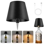 Wireless Bottle Lamp Shade - Portable LED Wine Bottle Lamp with Stopper, 3 Color Stepless Dimming Rechargeable Touch Wine Bottle Lights for Any Liquor Bottle Bars Restaurants