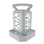 GM 9+1 G-Hoop Tower Spike Guard with A & C Type USB-Master Switch,Indicator, Safety Shutter, 1.8 Mtr Wire with Overload Protection 8 International sockets & 3 USB Port 1 C Type 2 A Type 3.1A