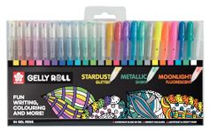 SAKURA Gelly Roll Mixed Set of 24, Assorted Colors & Effects | Glitter, Metallic & Fluorescent Gel Pens for Writing & Drawing