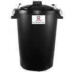 Srendi® Large 85L Litre Black Metal Handles Plastic Bin Rubbish Waste Dustbin Animal Feed Storage Unit Garden Indoor Outdoor Bin