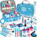 Flybay Kids Makeup Kit for Girls 28 Pcs Washable Girls Makeup Kit Kids Toys, Non-Toxic Real Little Girls Makeup Set Princess Make up Toys for Girls Age 3-12 Year Birthday Gift