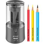 AFMAT Electric Pencil Sharpener, Auto Stop, Super Sharp & Fast, Electric Pencil Sharpener Plug in for 6-12mm No.2/Colored Pencils/Office/Home-Gray