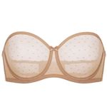 DOBREVA Women's Strapless Bra See Through Sheer Underwired Bras Unlined Plus Size Natural 34DD