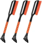 Odoland 3 Pack 27" Snow Brush with Detachable Ice Scraper for Car Windshield Window, Snow Removal Tool with Ergonomic Foam Grip, Snow Brush for Cars, Trucks, SUVs, Orange