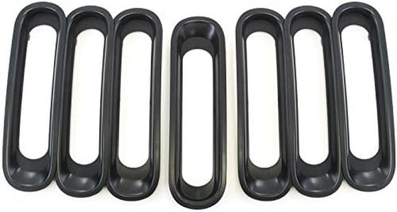 7 Front Grille Inserts Guard fits 2007-2018 Jeep Wrangler JK and Unlimited Black Grill Trim Cover