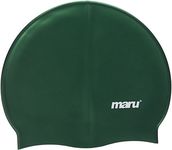 MARU Swimming Hat, 100% Silicone Swim Cap, Unisex Adult Swimming Cap, Lightweight Swimming Caps for Men and Women, Comfortable and Durable Swim Hats Designed in the UK (Dark Green, One Size)