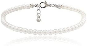 COLORFUL BLING 1Pc Pearl Handmade Anklet Simple Imitation pearls Hand Woven Boho Foot Jewelry Anklet Bracelet Summer Beach for Women, 9.4+1.97in or 24+5cm, Resin, beads