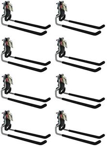 Rubbermaid Fasttrack Wall Mounted Garage Storage Utility Multi Hook for Tools, Chairs, Hose, Equipment, and Other Items, Supports 50 Lbs Each (8 Pack)