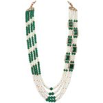 Peora Gold Plated White Green Beads Studded Ethnic Sherwani Haar Maala Necklace Traditional Fancy Groom's Jewellery Gift for Men