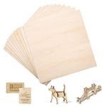 10 Pack Natural Basswood Sheets, 11.8" x 11.8" x 1/8" Unfinished Wood Sheets, Thin Plywood Sheets for Craft DIY & Model Making, Unfinished Wooden Plate for Pyrography & Carving