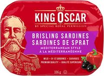 King Oscar, Brisling Sardines in Extra Virgin Olive Oil, Mediterranean Style, 106 Gram Cans (Pack of 12)