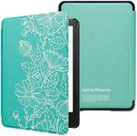 WALNEW Case for Kindle Paperwhite 11th Generation & Signature Edition(6.8”)- Slim Lightweight PU Leather Foldable Protective Case Cover Accessories with Auto Wake/Sleep, Flower