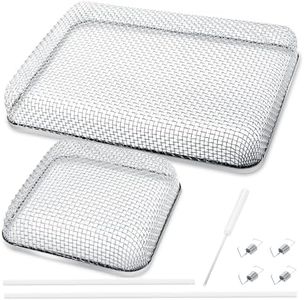 BFXM 2 Pack RV Furnace Vent Cover, Stainless Steel Rv Insect Screen with Installation Tool and Silicone Rubber for RV Stove Vents, Heater Vents (Rectangular)