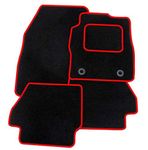 TAILORED FOR JEEP RENEGADE 2015 2016 2017 2018 - PREMIUM GENUINE EXACT FIT INTERIOR FLOOR CARPET CAR MATS - BLACK MAT + RED TRIM