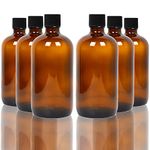 Youngever 6 Pack 8 Ounce Empty Glass Bottles with Lids, Amber Glass Growlers 8 Ounce with Tight Seal Lids, Perfect for Secondary Fermentation, Storing Kombucha, Kefir, Glass Beer Growler