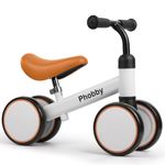 Phobby Baby Balance Bike for 1 2 3 Years Old Boys Girls, 4 Wheels Toddler Bike with Adjustable Seat, 12-36 Months Kids First Birthday Toy Gift