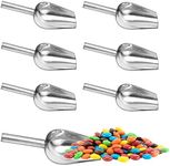 Small Metal Scoop, 6 Pack 6oz Stainless Steel Scoop Set, Mini Ice Scoops Flour Scoop for Kitchen Flour and Sugar Container, Candy Buffet, Coffee Beans, Popcorn -8inch, Silver