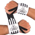 Bear Grips Wrist Wraps, Superior Wrist Wraps for Weightlifting Men & Women, Heavy Duty Lifting Wrist Wraps. Weight Lifting Wrist Wraps, Two Wrist Wrap Per Pair. Extra Strength, White, 12"