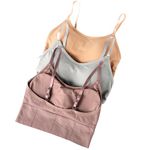 SANGANI®, Women Cotton Padded Wire Free Sports Bra Fitness Yoga and Gymwear, Fashionable Lifestyle, Outdoor Life, Free Size (Pack of 3), Size (28-32). (B, Skin-grey-Pink, Free)