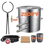 VEVOR Propane Melting Furnace Kit, 16KG/35lbs Gas Metal Melting Furnace Kit, Dual Burner Foundry Home Kiln with Crucibles and Tongs, Smelting Casting Tool for Gold Silver Copper Aluminum Metal Recycle