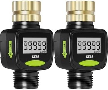Unistyle Water Flow Meter with Brass Inlet Metal Thread, ±5% Measure Accuracy, RV Water Tank Filling, Measure Gallon/Liter Flow Rate Outdoor Garden Hose Watering, Lawn Sprinkler Nozzle Sprayer 2 Pack