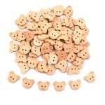 50 Pcs Wooden Bear Buttons with Round 2 Holes DIY Craft Sewing Buttons, Embellishments for Crafting Handmade Scrapbooking Art Project Home Ornament