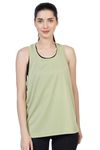 BLUEFICUS Women's Sleeveless Vest Top for Yoga Workout and Running Loose Fit Gym Fitness Tank Top for Girls (Green,Large)