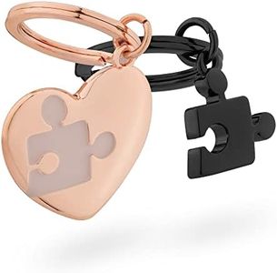 Navaris Porte-clé cœur Puzzle - Porte-clé Femme Mignon avec Anneau - pour Trousseau de clés ou déco Sac à Main - Cœur Rose et Puzzle Gris