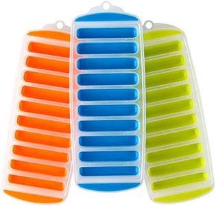 Lily's Home Ice Cube Trays with Easy Push Pop Out Narrow Ice Stick Cubes for Sport and Water Bottles. Pack of 3