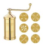 Becharaji Brass 450gm Kitchen Press Bhujia Maker Sev Sancha Machine with Free 4 Different Jali for Making Different Types of Sevaiya, Sev, Gathiya Murukku, Chakli, Bhujia - Brass