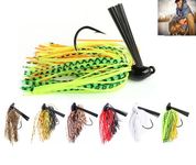 Cmhtecgohom 6 Pieces Fishing Lures Weedless Swim Jigs Heads for Bass Lure Saltwater Fishing Baits Hooks with Weed Guard Trout Chatter Fish Bait Skirts Mix Color Kits for Bass Salmon Crappie