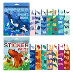 2PCS Sticker Book for Kids 4-8 Sticker Paint Number Books Animal and Ocean Stickers for Kids, Sticker Activity Books for Kids Ages 4 5 6 7 8 Birthday Party Favors Travel Gift (Ocean+Animal)