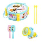 Satiskid 6 Pcs Kids Musical Instruments Set, Kids Drum Set Including Drum, Drum Stick, Sand Hammers and Trumpet, Children Musical Playset Sensory Musical Instrument Toy for Kids Boys Girls Ages 3+