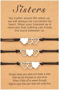 Flongo BFF Couple Bracelet, Chains, Friendship Bracelet for 4 Bangle Bracelets with Hearts for Women and Girls, 13 centimeters, Stainless Steel